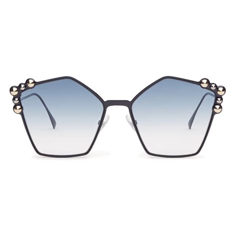 Fendi Can Eye Blue Pentagonal Oversize Sunglasses 